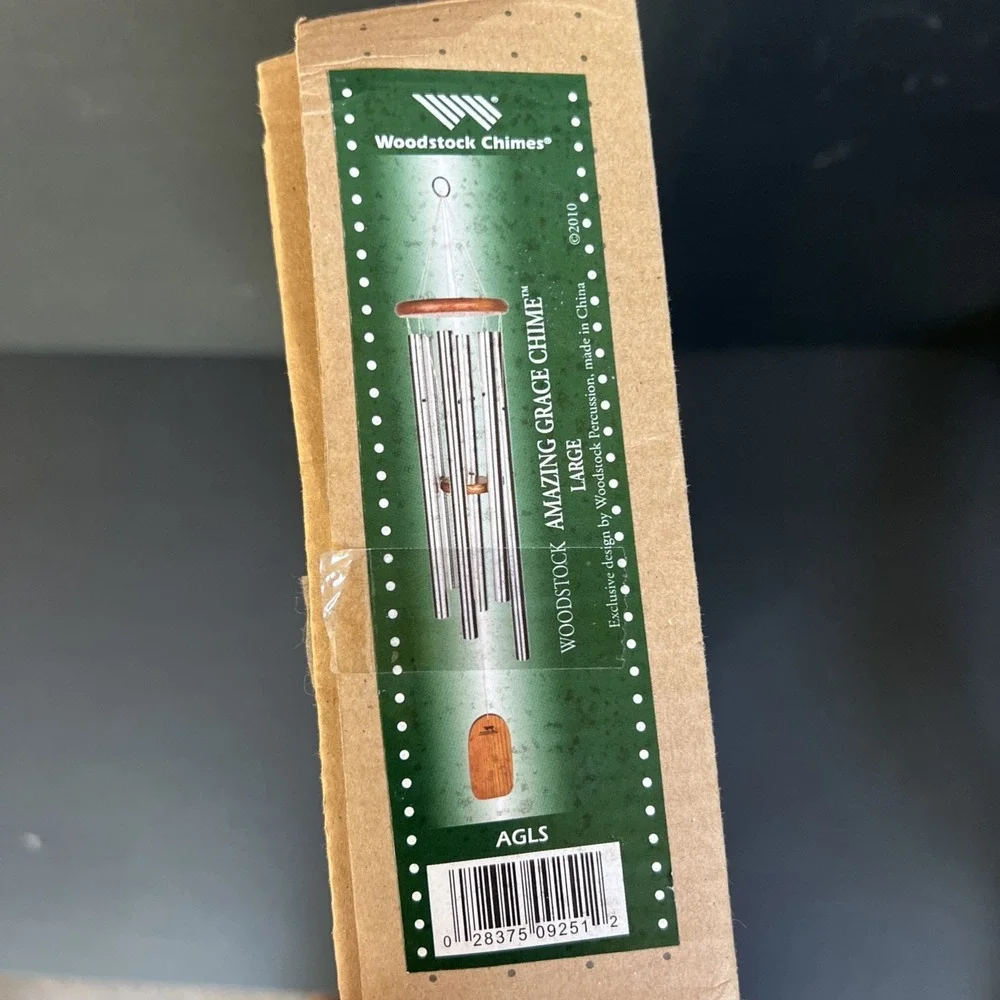 Woodstock Chimes Amazing Grace LARGE Wind Chime Silver, New In Box